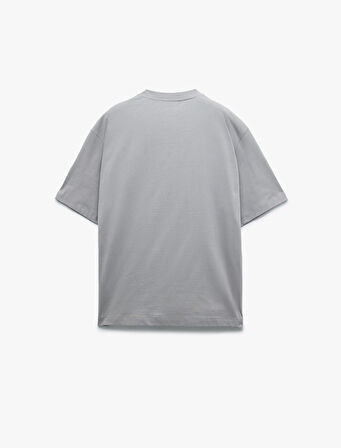 Kısa Kollu Pamuklu Bisiklet Yaka Basic Oversize Tişört