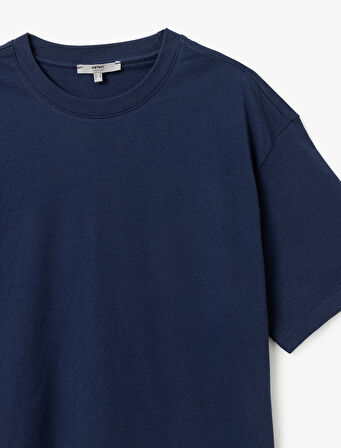 Kısa Kollu Pamuklu Bisiklet Yaka Basic Oversize Tişört