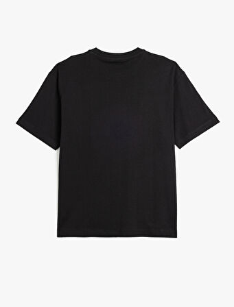 Kısa Kollu Pamuklu Bisiklet Yaka Basic Oversize Tişört