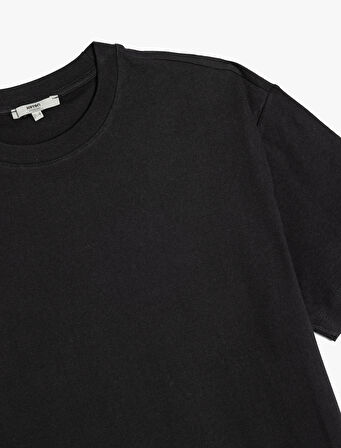 Kısa Kollu Pamuklu Bisiklet Yaka Basic Oversize Tişört
