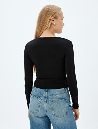 Kare Yaka Bluz Uzun Kollu 