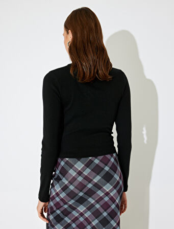 Koton X İnji - Fitilli Transparan Yıldız Motifli Uzun Kollu Bisiklet Yaka Tişört