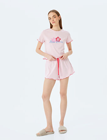 Pamuklu Baskılı Şortlu Pijama Takımı