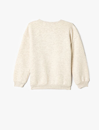 Sweatshirt Bisiklet Baskılı Uzun Kollu Bisiklet Yaka Şardonlu