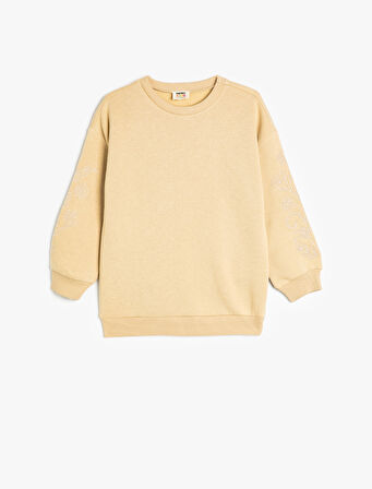 Basic Sweatshirt Şardonlu Bisiklet Yaka