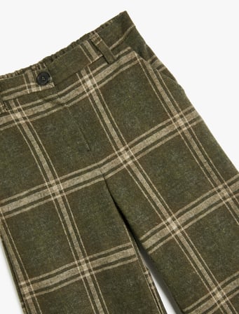 Geniş Paça Pantolon Düğme Kapamalı Cepli