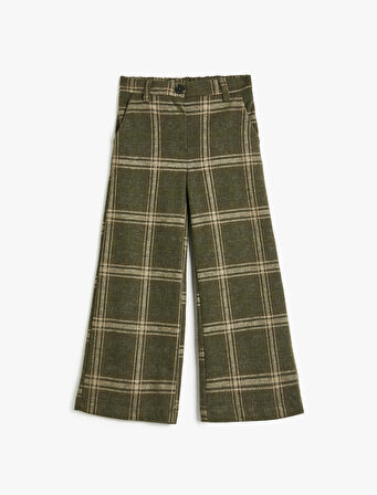 Geniş Paça Pantolon Düğme Kapamalı Cepli