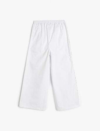 Beli Lastikli Pamuklu Geniş Paça Pantolon