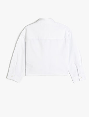 Çiçek Aplikeli Uzun Kollu Pamuklu Gömlek