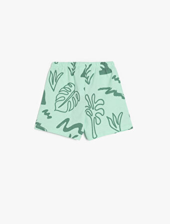 Pamuklu Beli Bağlamalı Desenli Şort