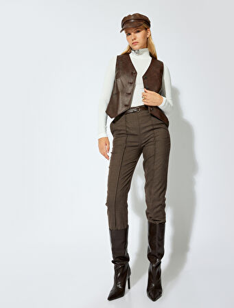 Dik Yaka Tişört İşleme Detaylı Uzun Kollu Slim Fit