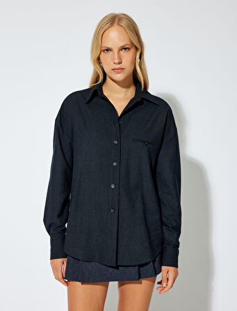 Uzun Kollu Gömlek Tek Cep Detaylı Regular Fit 