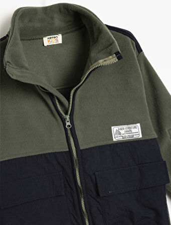 Fermuarlı Polar Sweatshirt Dik Yaka Uzun Kollu