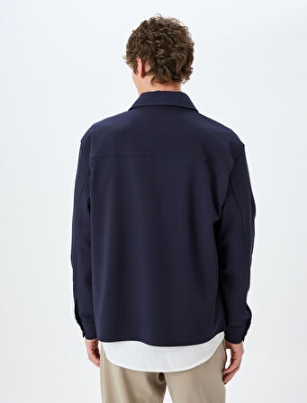 Cep Detaylı Düğmeli Uzun Kollu Gömlek Ceket