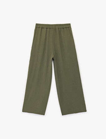 Aerobin Kumaş Pileli Cepli Culotte Fit Kısa Bol Kısa Paça Pantolon