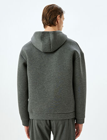 Kanguru Cepli Viskon Karışımlı Basic Fermuarlı Kapşonlu Sweatshirt