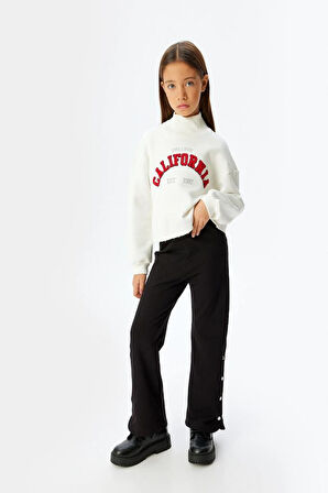 Koton Kız Çocuk Pantolon Beli Lastikli Çıtçıt Detaylı