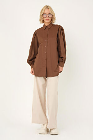 Balon Kol Gömlek Kahve