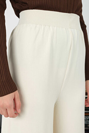 Beli Lastikli Triko Pantolon Kemik