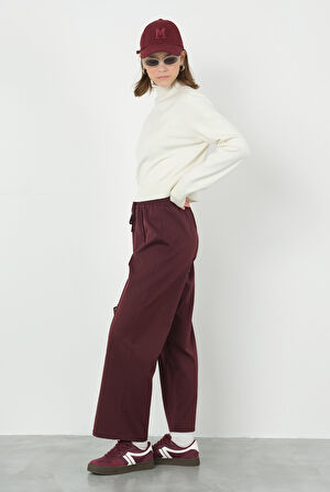 Önü Dikiş Detaylı Pantolon Bordo