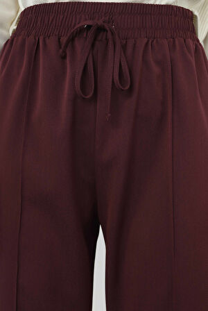 Önü Dikiş Detaylı Pantolon Bordo