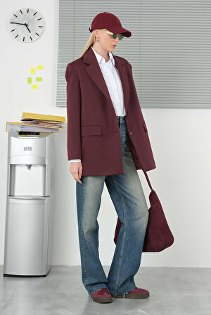 Klasik Blazer Ceket Bordo