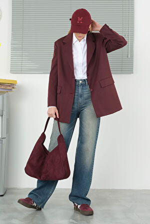 Klasik Blazer Ceket Bordo