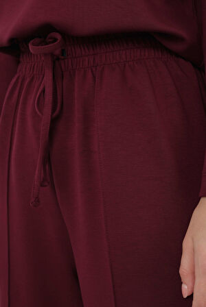 Önü Dikişli Modal Pantolon Bordo