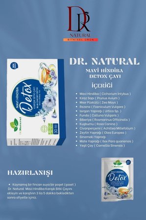  2 Adet Mavi Hindiba Karışık Bitki Çayı 30 Şase Mavihindiba Tozu