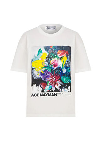Ace Nayman Bisiklet Yaka Baskılı Çok Renkli Kadın T-Shirt SD TEE