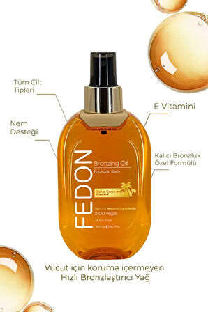 Bronzlaştırıcı Güneş Yağı Vegan E Vitamini Kakao Içerikli Bronzing Sun Oil 200 ml