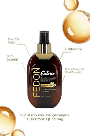 Ekstra Koyu Bronzlaştırıcı E Vitamini Kakao Içerikli Dark Extra Bronzing Oil 200 ml