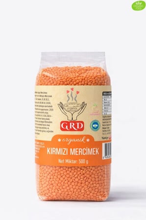 GRD GIDA GRD Organik Kırmızı Mercimek 500 gr