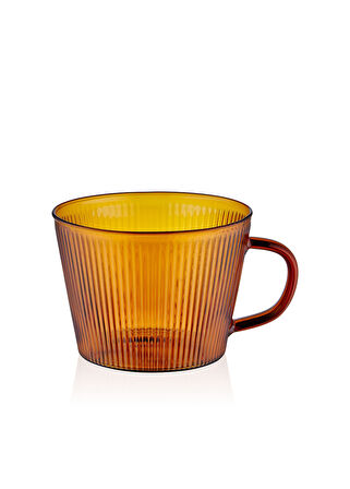 The Mia Striped Borosilikat Cam Kahve Kupası Amber 310 ml