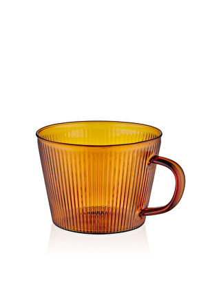 The Mia Striped Borosilikat Cam Kahve Kupası Amber 310 ml