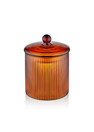 The Mia Striped Borosilikat Cam Şekerlik Amber 9x9x11 cm