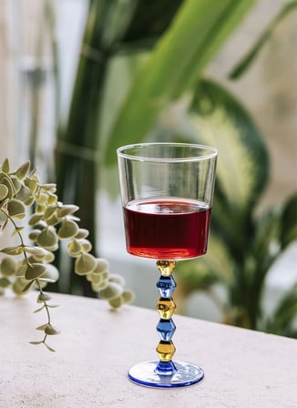 The Mia Bead Şarap Kadehi Mavi 300 ml Çok Renkli Kadeh
