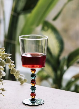 The Mia Bead Şarap Kadehi Amber 300 ml Çok Renkli Kadeh