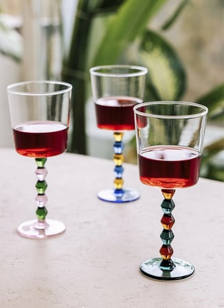 The Mia Bead Şarap Kadehi Amber 300 ml Çok Renkli Kadeh