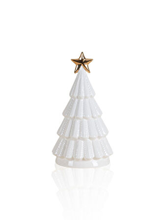 The Mia Dekoratif Led Işıklı Yılbaşı Ağacı Beyaz 8x8x14 cm SUS0121