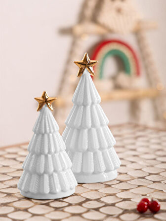 The Mia Dekoratif Led Işıklı Yılbaşı Ağacı Beyaz 8x8x14 cm SUS0121