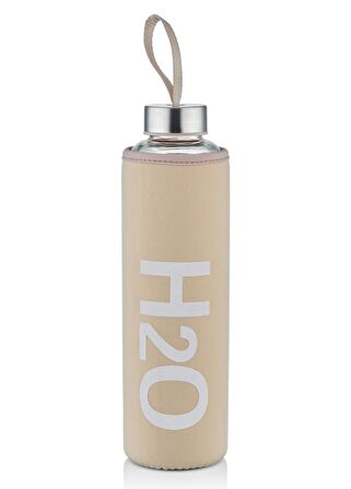 The Mia H2O Pastel Kılıflı Cam Matara Krem 600 ml 87615