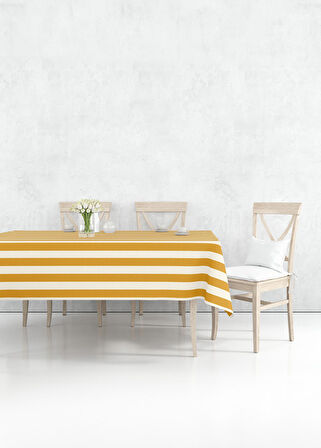 The Mia Stripe Dikdörtgen Masa Örtüsü Hardal 150x230 cm