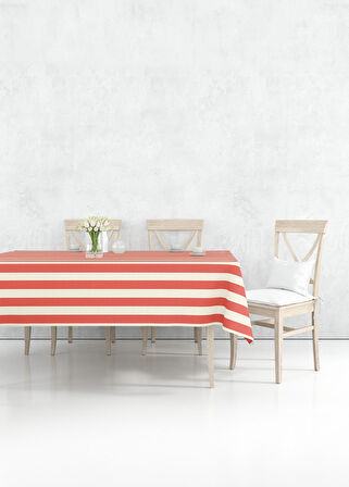 The Mia Stripe Dikdörtgen Masa Örtüsü Nar Çiçeği 150x230cm