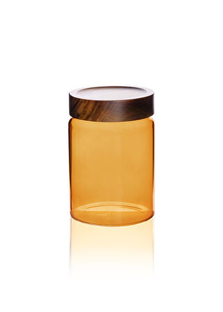 The Mia Akasya Yuvarlak Cam Kavanoz Amber 850 ml