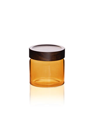 The Mia Akasya Yuvarlak Cam Kavanoz Amber 500 ml