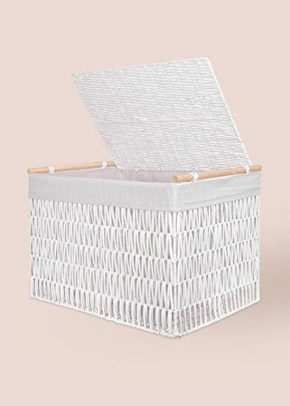 The Mia Cesta Hasır Organizer Sepet Beyaz 62x42x42 Cm SPT0073