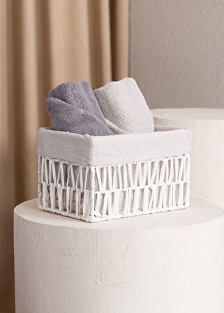 The Mia Cesta Hasır Organizer Sepet Beyaz 26x18x16 cm