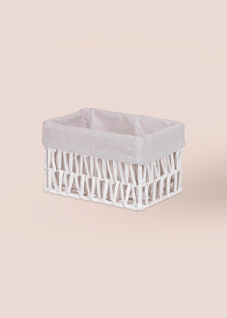 The Mia Cesta Hasır Organizer Sepet Beyaz 22x14x13 cm