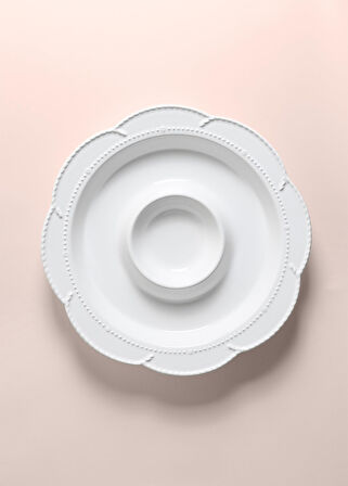 The Mia Grande Servis Tabağı Bölmeli Beyaz 39 cm GRD0013